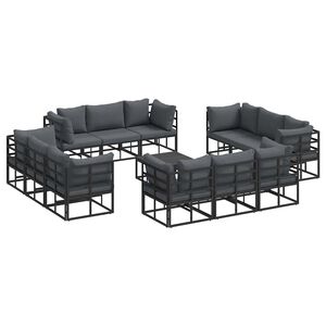 vidaXL Tuinbankenset 13 st Zwart Metaal