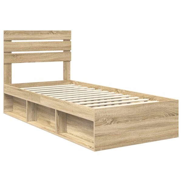 vidaXL Bedframe Sonoma Eiken 75 x 190 cm Massief grenenhout