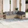 vidaXL 6-delige Loungeset met kussens poly rattan beige