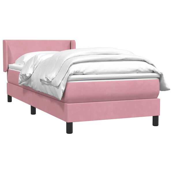 vidaXL Boxspring met matras fluweel roze 80x220 cm