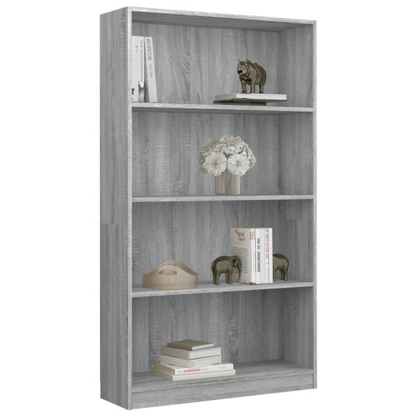 vidaXL Boekenkast met 4 schappen 80x24x142 cm bewerkt hout grijs