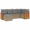 vidaXL 6-delige Loungeset met kussens poly rattan beige