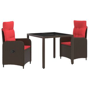 vidaXL Buiten eettafelset 3 st poly rattan