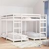 vidaXL Drie-hoog Bunk Bed Frame Wit 200 x 200 cm Massief grenenhout