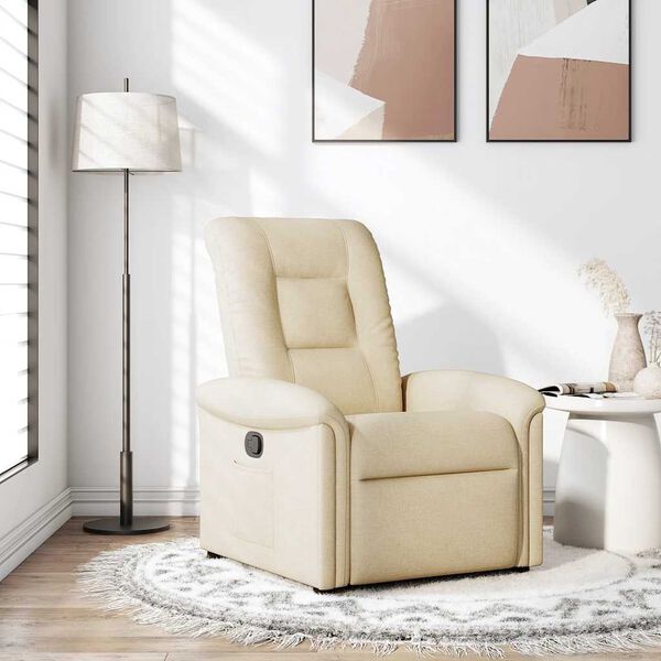 vidaXL Fauteuil verstelbaar stof cr&egrave;mekleurig