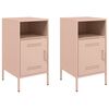 vidaXL Nachtkastjes 2 st 36x39x68 cm staal roze