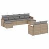vidaXL 9-delige Loungeset met kussens poly rattan gemengd beige