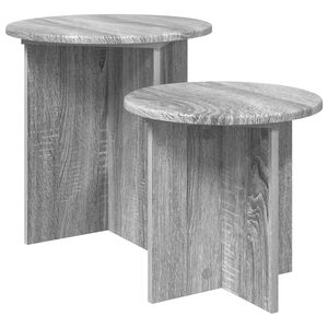 vidaXL Bijzettafelset met opslag 2 pcs Grijs sonoma Geconstrueerd hout
