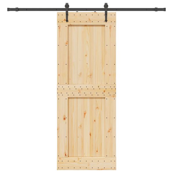 vidaXL Schuifdeur met beslag 85x210 cm massief grenenhout