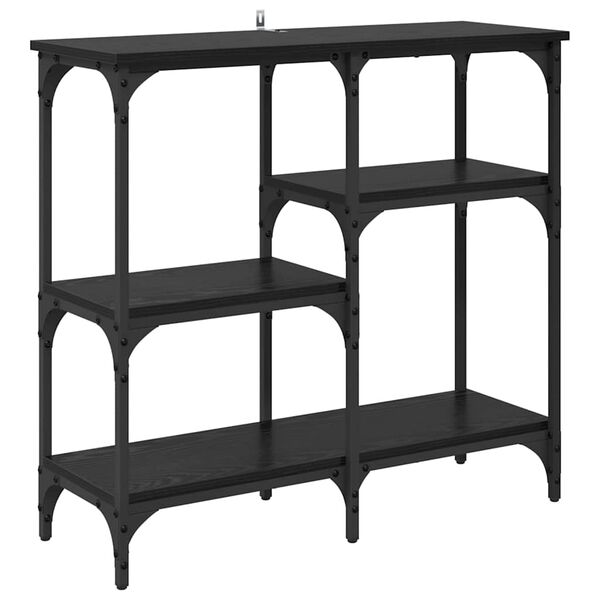 vidaXL Wandtafel met plank Zwart Eiken 80 x 29 x 75 cm Bewerkt hout