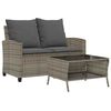 vidaXL Tuinbank 2-zits met kussens & tafel poly rattan grijs