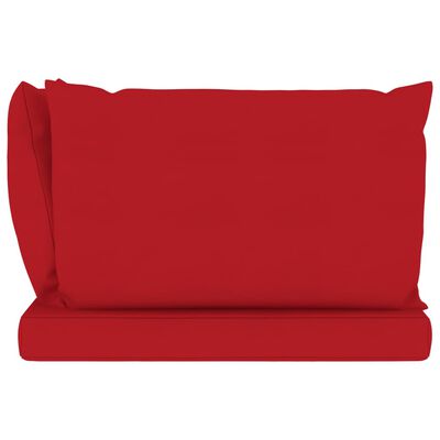 vidaXL Tuinbank 3-zits pallet met rode kussens grenenhout