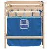 vidaXL Kinderhoogslaper met gordijnen 90x190 cm grenenhout blauw