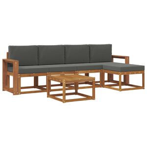 vidaXL Buiten bankenset met kussen 6 pcs Natuurlijk en Antraciet