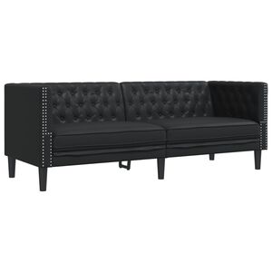 vidaXL Driezitsbank Chesterfield-stijl kunstleer zwart
