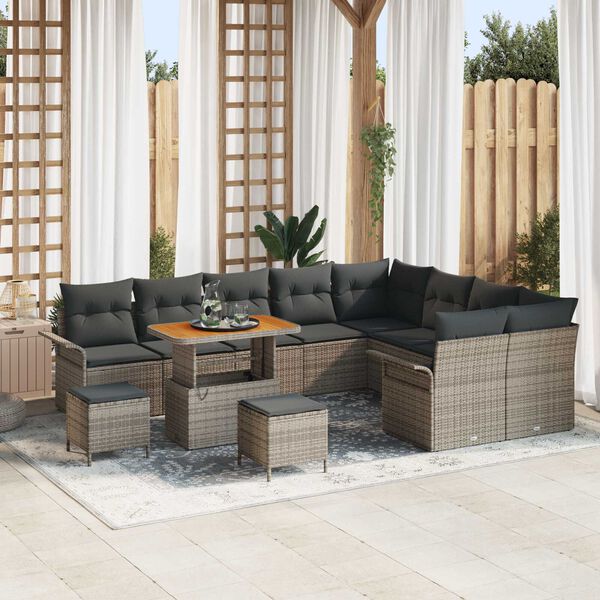 vidaXL Tuin Sofa Set met kussen met opslag met kussen 12 pcs Grijs