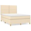 vidaXL Boxspring met matras stof cr&egrave;mekleurig 140x200 cm