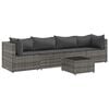 vidaXL 5-delige Loungeset met kussens poly rattan grijs