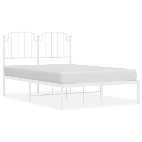vidaXL Bedframe met hoofdbord metaal wit 120x190 cm