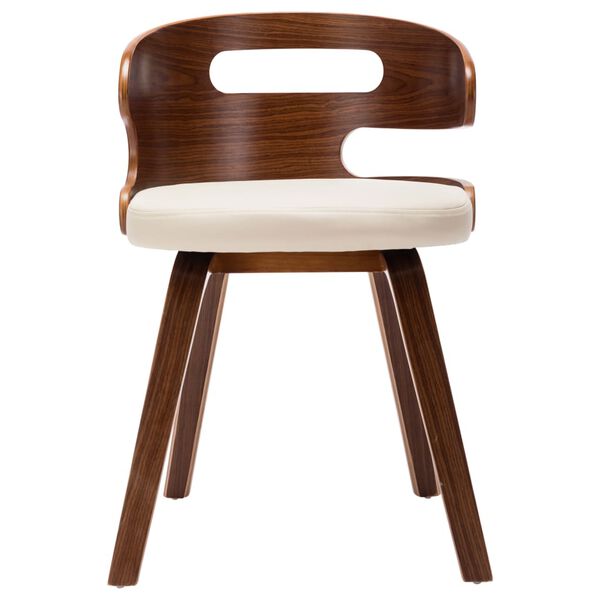 vidaXL Eetkamerstoelen 6 st gebogen hout en kunstleer cr&egrave;me