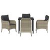vidaXL Tuin eettafelset met kussen 5 pcs Lichtgrijs poly rattan