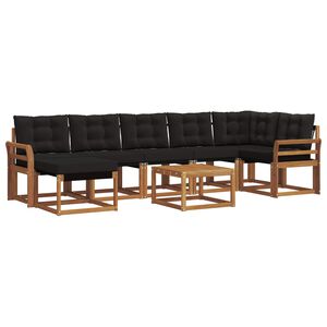 vidaXL Buiten bankenset met kussen 8 pcs Natuurlijk en Zwart