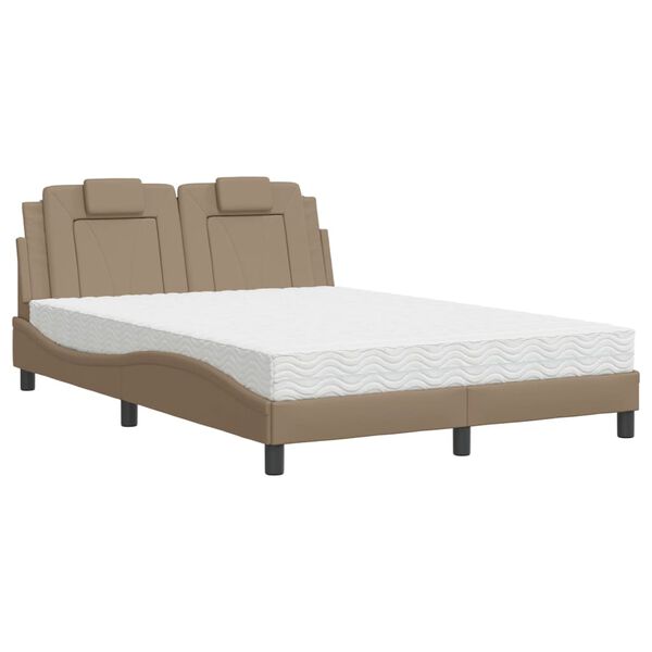 vidaXL Bed "Viana" met matras kunstleer cappuccinokleurig 120x200 cm
