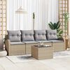 vidaXL Tuin Sofa Set 5 pcs Beige en Grijs Poly rattan, staal en glas