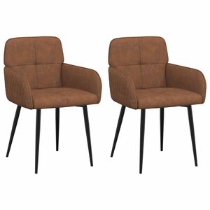 vidaXL Eettafelstoelen 2 st Nep Suede Leer Bruin 59 x 56,5 x 85 cm