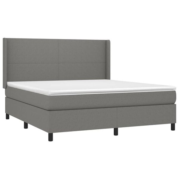 vidaXL Boxspring met matras en LED stof donkergrijs 160x200 cm