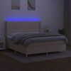 vidaXL Boxspring met matras en LED stof cr&egrave;mekleurig 180x200 cm
