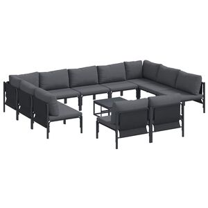 vidaXL Tuinbankenset met kussen 12 pcs Zwart Staal