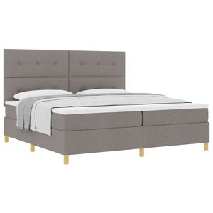 vidaXL Boxspringbed met matras met hoofdeinde Taupe 200 x 200 cm Stof
