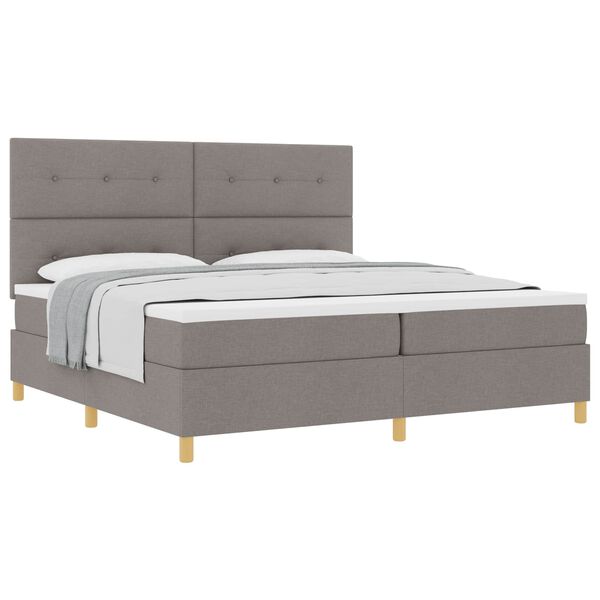 vidaXL Boxspringbed met matras met hoofdeinde Taupe 200 x 200 cm Stof