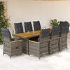 vidaXL 9-delige Bistroset met kussens poly rattan grijs