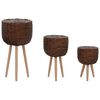 vidaXL Plantenbakken 3 st wicker met PE-voering