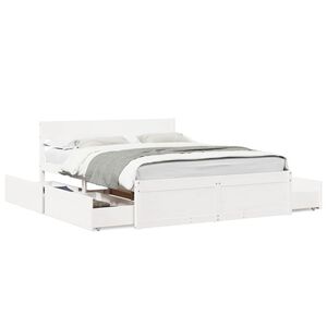 vidaXL Bedframe zonder matras massief grenenhout wit 140x200 cm