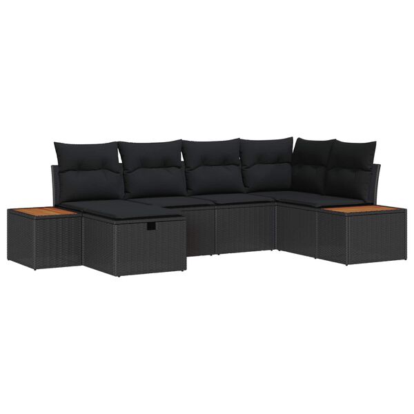 vidaXL Tuin Sofa Set met kussen met opslag 6 pcs Zwart poly rattan