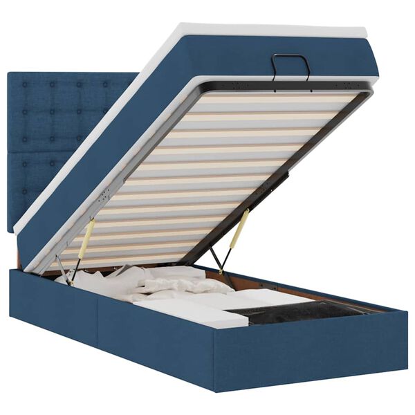 vidaXL Bed poef met matras en LED's 90x200 cm stof blauw