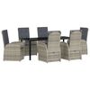 vidaXL Tuin eettafelset met kussen 7 pcs Grijs poly rattan