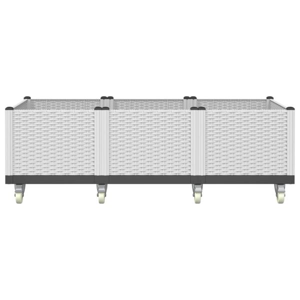 vidaXL Plantenbak met wielen 150x80x54 cm polypropeen wit