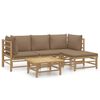 vidaXL 5-delige Loungeset met kussens bamboe taupe