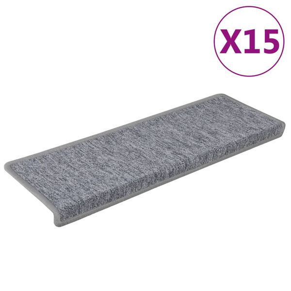 vidaXL Trapmatten 15 st 65x21x4 cm lichtgrijs met rechthoekige rand