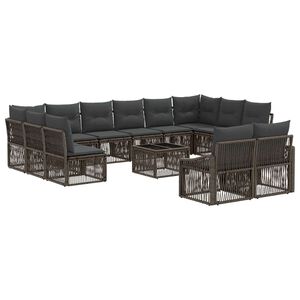 vidaXL Tuinbankenset 13 st Grijs poly rattan