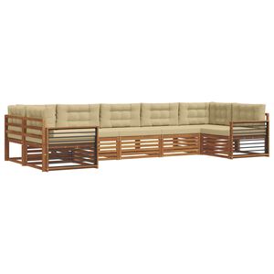 vidaXL Buiten bankenset 7 pcs Natuurlijk en Beige Massief Acaciahout