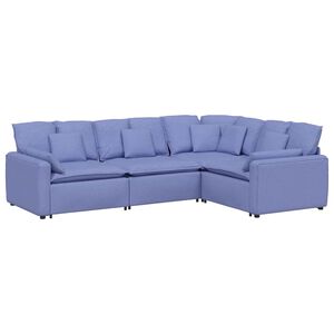 vidaXL Modulaire bank met kussens stof jeansblauw