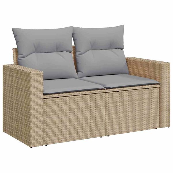 vidaXL Tuin Sofa Set met kussen met opslag 11 pcs beige en lichtgrijs