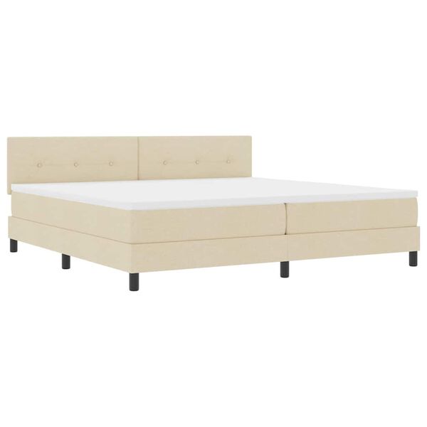 vidaXL Boxspring bed met matras met LED Cr&egrave;me 200 x 200 cm Stof