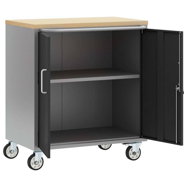 vidaXL Werkbank Zwart en grijs 75 x 45 x 85 cm Poedergecoat staal