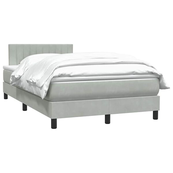 vidaXL Boxspring met matras fluweel lichtgrijs 120x210 cm